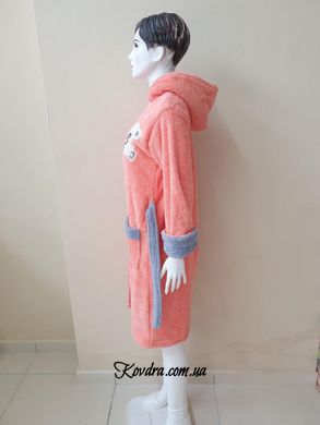 Халат жіночий довгий на блискавці з капюшоном Welsoft персиковий, розмір XL