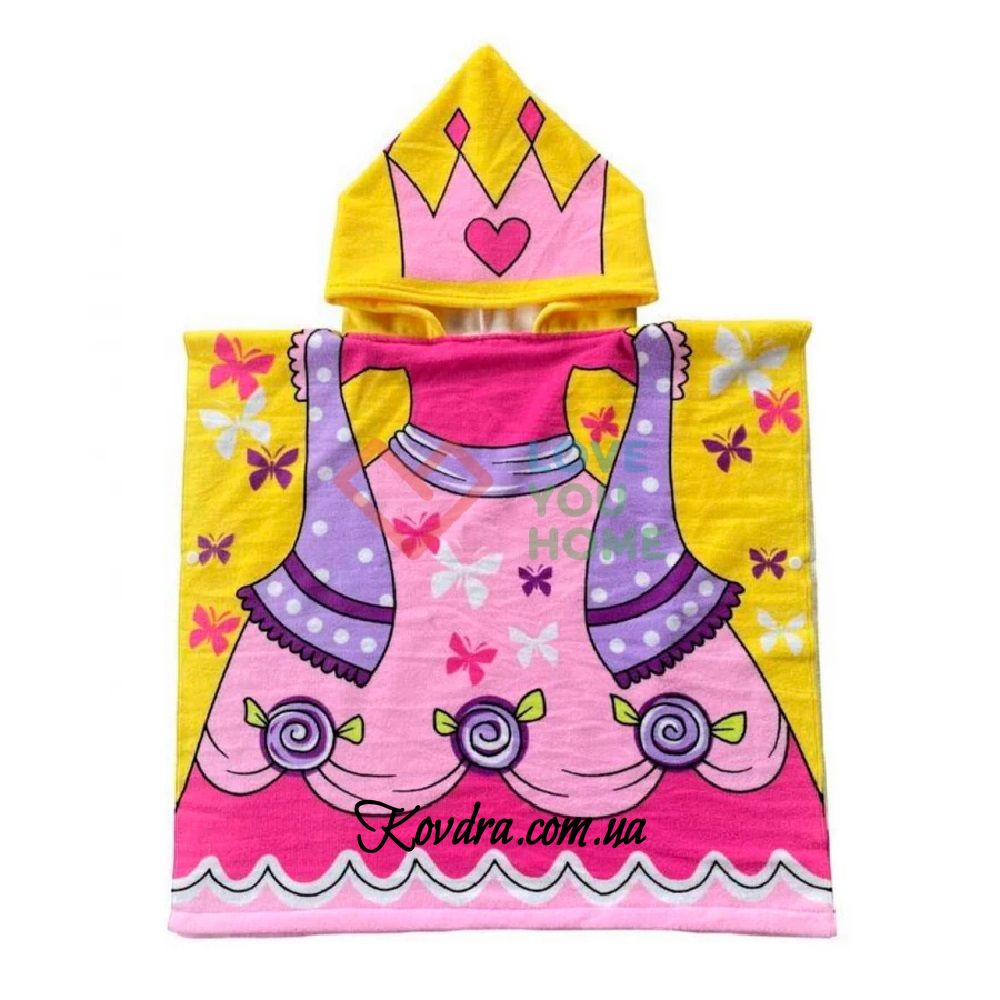 Дитячий банний рушник з капюшоном "Принцеса", 60х115