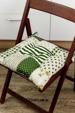Подушка на стілець Печворк зелений "Господиня", 40х40см