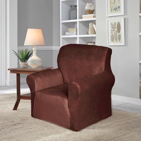 Чохол для крісла велюр коричневий , lv82142
