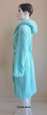 Халат жіночий довгий махровий з капюшоном Welsoft м`ятний, розмір М