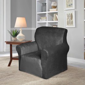 Чохол для крісла велюр темно-сірий, lv82143