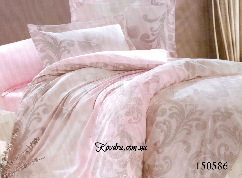 Комплект постільної білизни "Вензель рожевий" без тканини-компаньйону, двоспальний євро