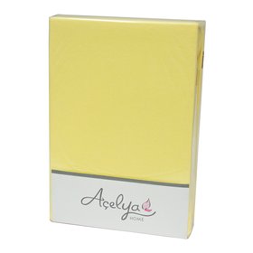 Трикотажная простынь на резинке Acelya + 2 наволочки, yellow