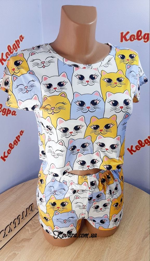 Пижама трикотажная "Коты милашки", размер L
