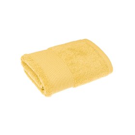 Махровое полотенце с бордюром, жёлтый - 40х70см 40х70