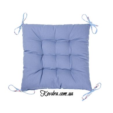 Подушка двостороння з зав'язками на стілець "Гноми" блакитний/джинс, 40х40 см