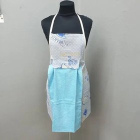 Фартук с кухонным махровым полотенцем 30х50, Coffe голубое