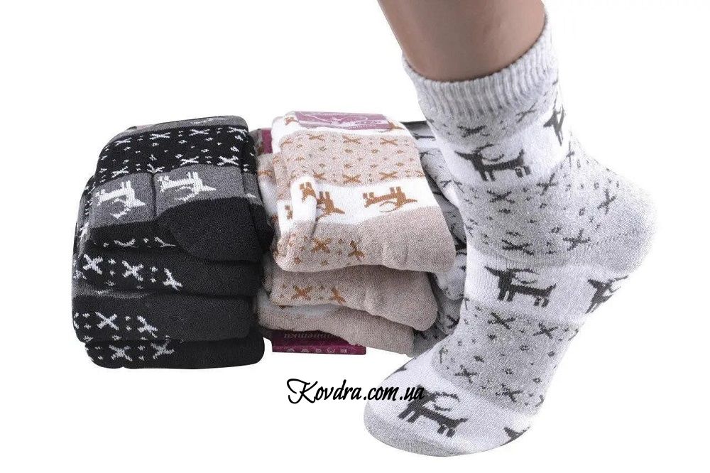 Жіночі махрові шкарпетки "Оленята" в асортименті, 23-25р. 091121-2_of