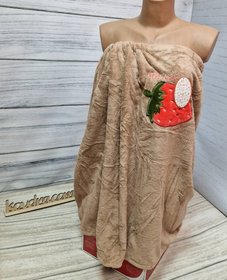 Рушник-халат для сауни жіночий в "Полуниця", коричнева