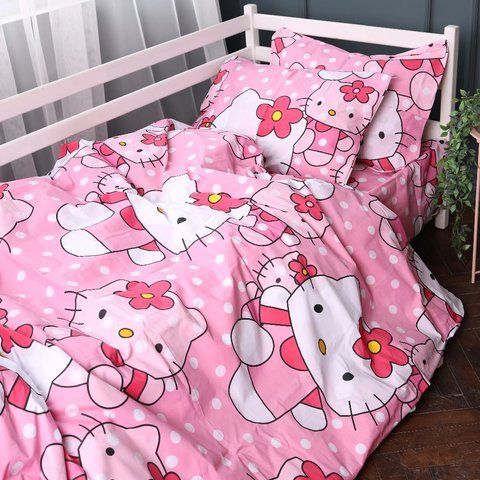 Простирадло MirSon Бязь Kids Time 17-0864 Hello Kitty Pink, 110х160 см