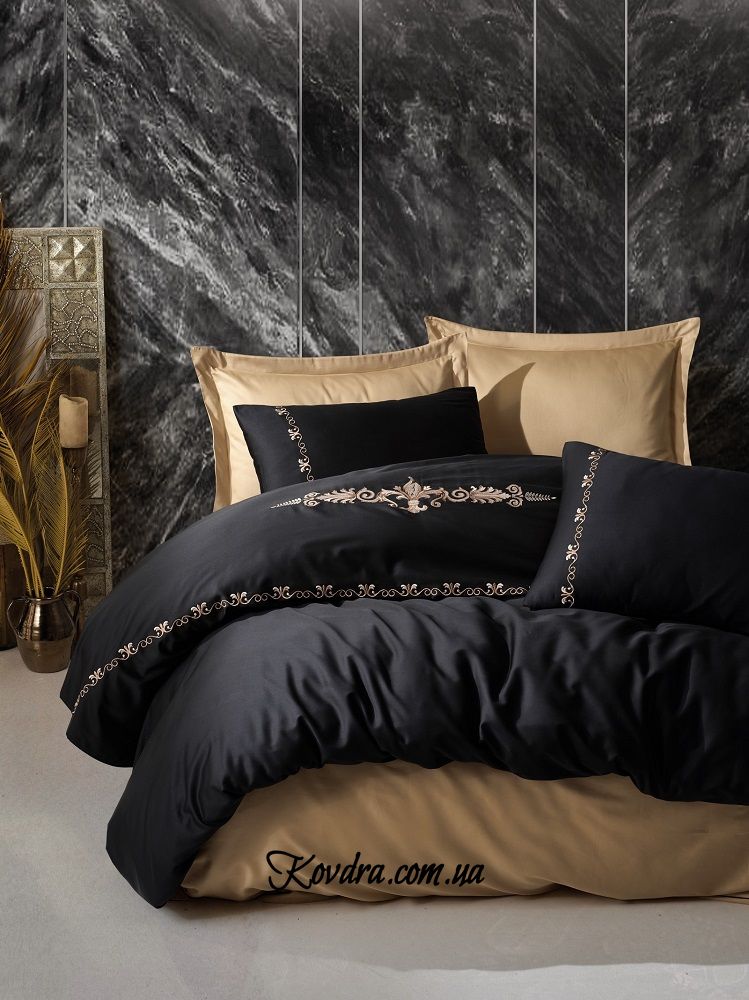 Комплект постельного белья с вышивкой Brode Gloria Gold, евро двуспальный евро