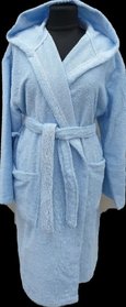 Підлітковий халат з капюшоном, блакитний rj15902.