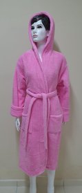 Халат жіночий довгий махровий з капюшоном Welsoft ніжно-рожевий, розмір S