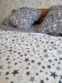 Комплект постельного белья "Звезды" фланель, двуспальный евро