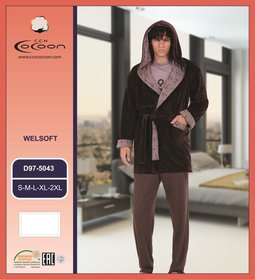 Мужская домашняя одежда тройка (брюки, кофта, халат) 97-5043, размер S