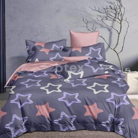 Комплект постельного белья "Фиолетовые звёзды", семейный на резинке