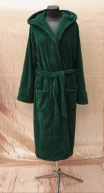 Халат махровый женский длинный c капюшоном Welsoft, зелёный - L (48)