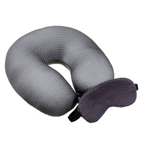 Подушка-рогалик дорожня та пов'язка для очей "Срібні Ромби", 30x30см