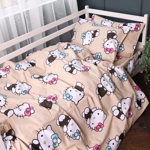 Простирадло MirSon Бязь Kids Time 17-0866 Hello Kitty Style, 110х160 см