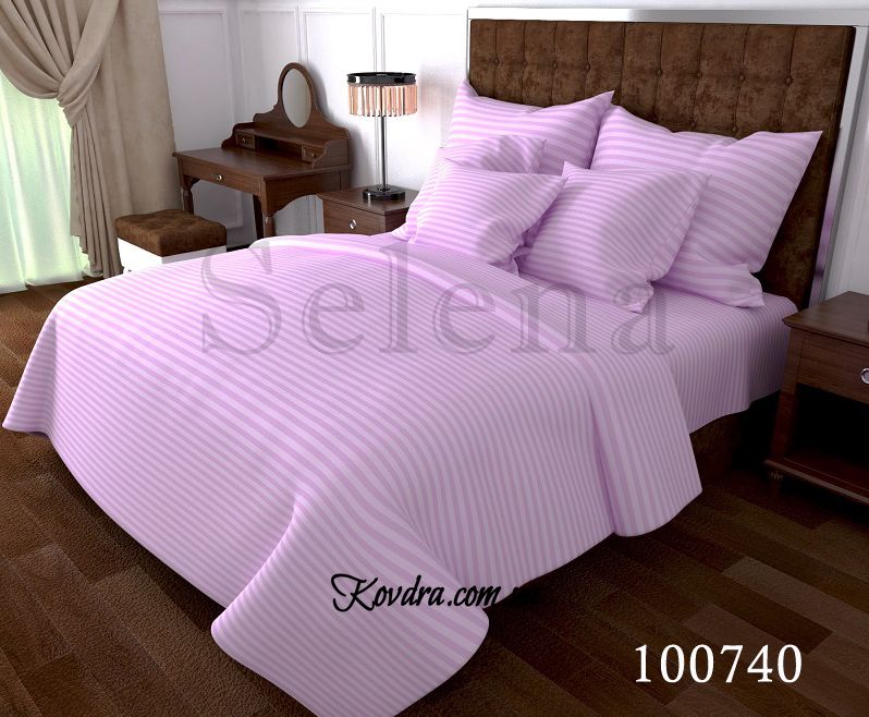 Комплект постельного белья "Stripe_Сиреневый" двуспальный евро
