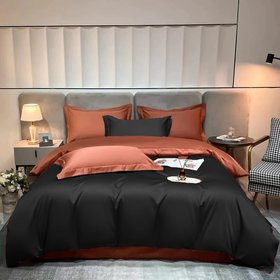 Комплект постельного белья "ДУЕТ BLACK/GRAPE Premium", двойной двоспальный на резинке