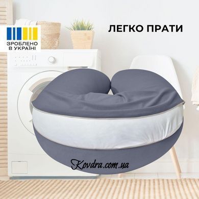 Подушка для вагітних і годування 30х190 см SeiDesign трикотаж гіпоалергенна, наволочка з бавовни на блискавці сіра, id8-36178*004