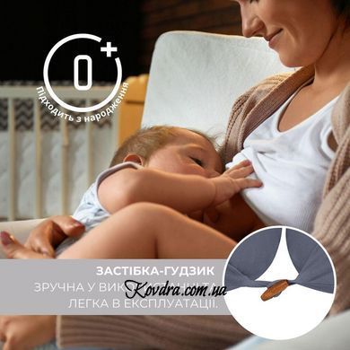 Подушка для вагітних і годування 30х190 см SeiDesign трикотаж гіпоалергенна, наволочка з бавовни на блискавці сіра, id8-36178*004