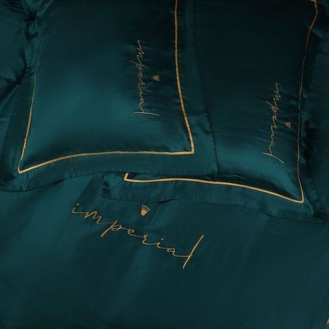 Комплект постільної білизни Imperial Tencel "№07" Emerald, полуторний