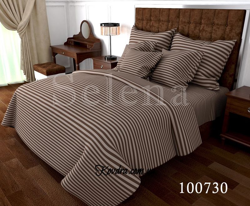 Комплект постельного белья бязь "Stripe_Brown" двуспальный евро