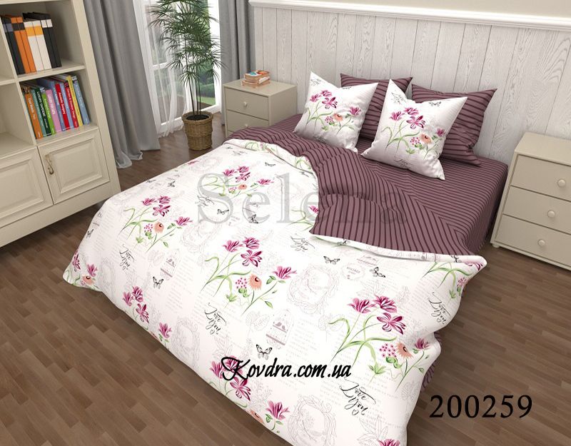 Комплект постельного белья "Цветочный романс" с тканью-компаньоном, двойной двуспальный