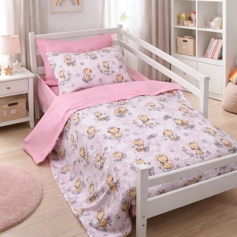 Комплект постельного белья Ranforce&nbsp;Elite 17-0922 Tiny Giraffes gray, манеж