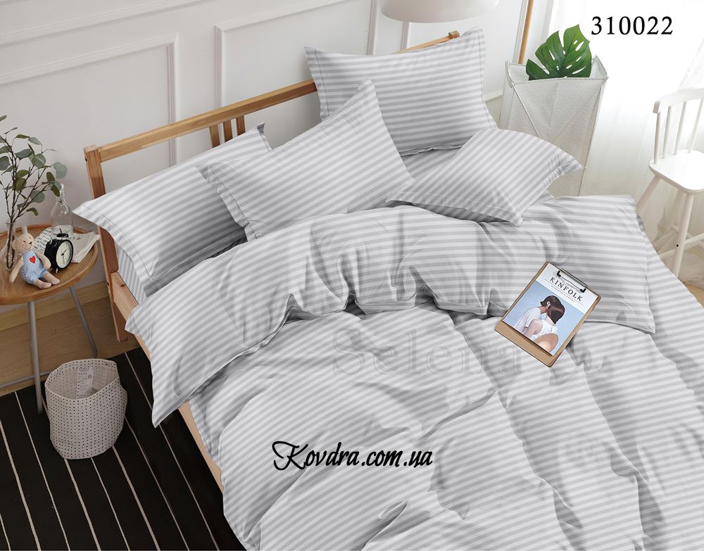 Комплект постельного белья "Stripe Satin" Жемчужина, евро двуспальный