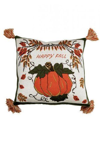 Подушка вязаная "Happy Fall" Тыква, 45х45 см