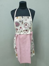 Фартух із кухонним махровим рушником 30х50, романтика рожеве rJ18626