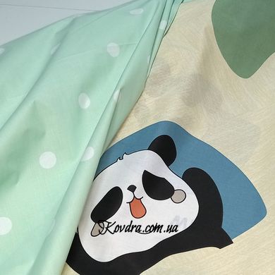 Комплект постільної білизни бязь "Зелені панди", сімейний на резинці