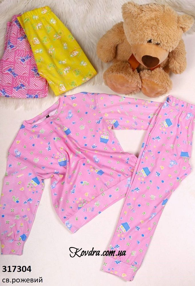 Пижама детская светло-розовая, рост 128