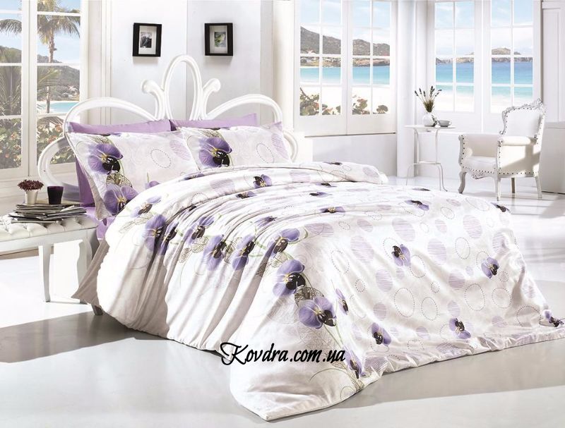 Комплект постельного белья de luxe "LEORA LILA" двуспальный евро