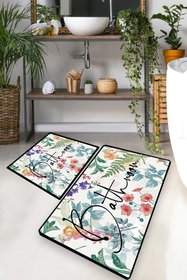 Набір килимків для ванної кімнати Green in flower, 60х100 см+50х60 см