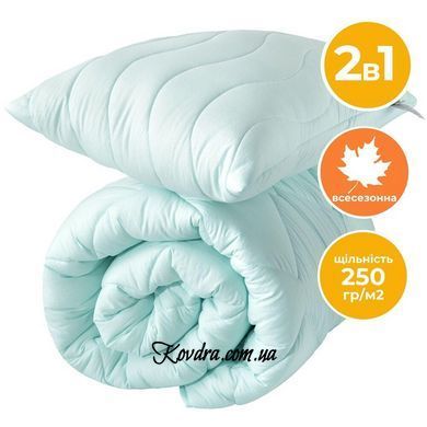 Набір Tropical IDEIA полуторна ковдра 140х210 см + подушка 50х70 см см, антиалергенний, всесезонний м'ята id8-32432*002