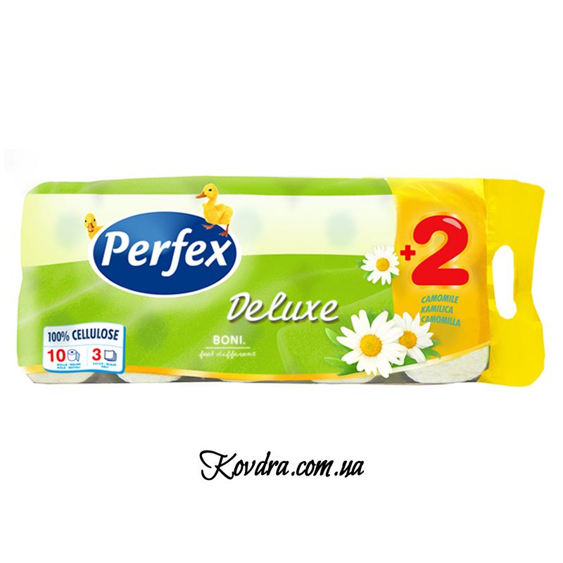 Туалетная бумага PERFEX DELUXE, 8+2 шт Ромашка 3 слоя (5637)