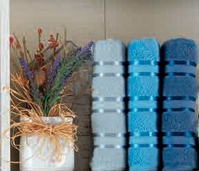 Набір рушників Gursan Cotton Stripe Mikro Delux Stripe-Blue 3шт, 50х90 см