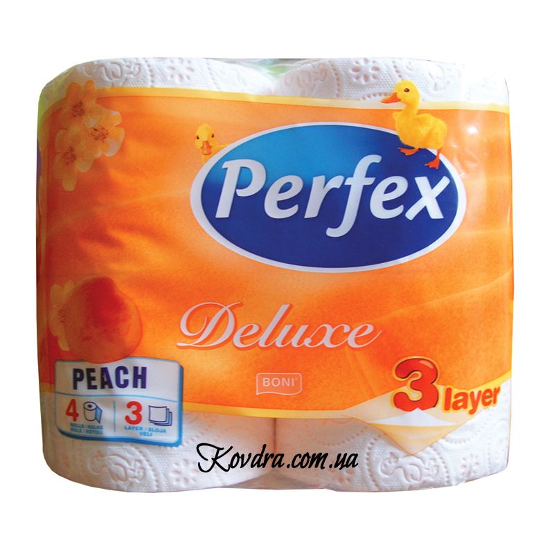 Туалетная бумага PERFEX DELUXE, 4 шт Персик 3 слоя (5101)