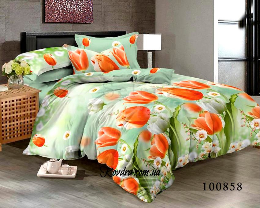 Комплект постельного белья "Весенние цветы" без ткани-компаньона, евро двуспальный евро