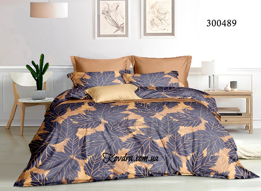 Комплект постельного белья "Кленовые листики" с тканью-компаньоном, евро двуспальный евро