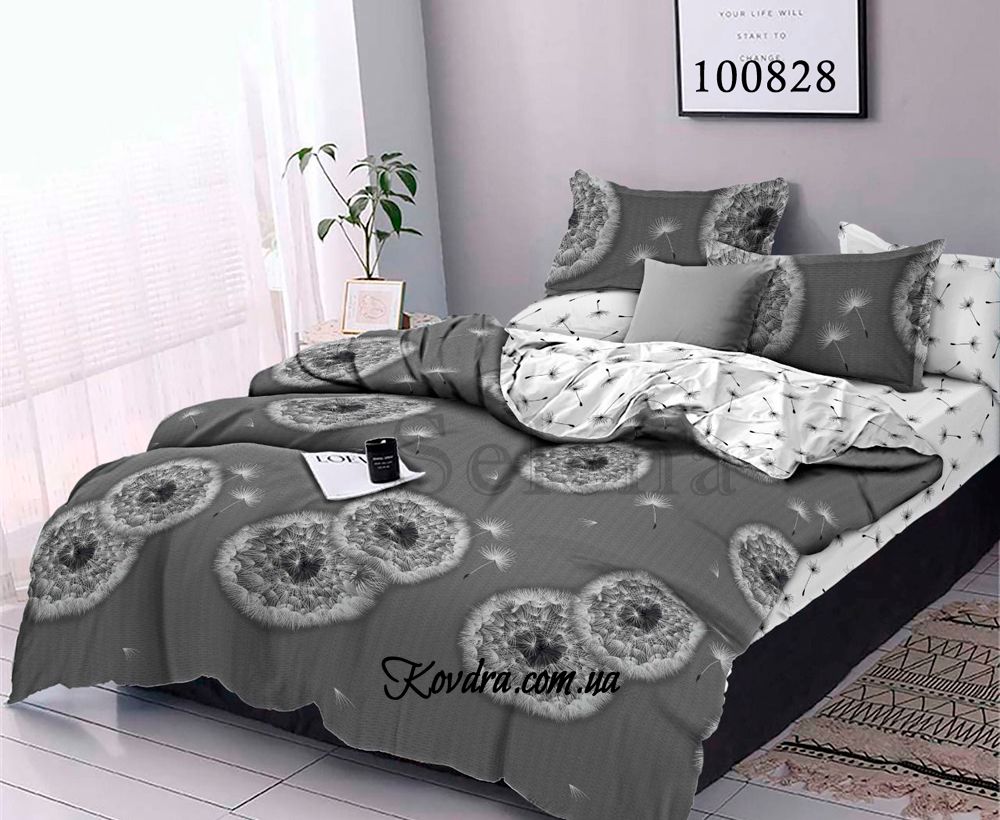 Комплект постельного белья "ОдуванчикGrey2" с тканью-компаньоном, полуторный полуторный