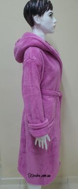 Халат женский длинный махровый с капюшоном Welsoft сиреневый, размер XL