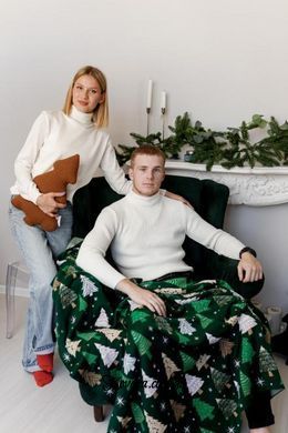 Плед в'язаний "Ялиночка" зелений 90х130 см