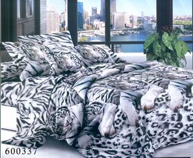 Комплект постельного белья "Тигр белый", без ткани компаньона, полуторный полуторный