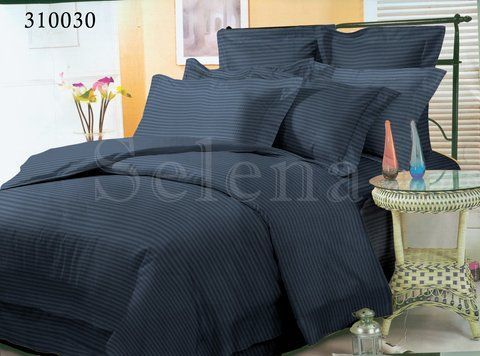 Комплект постельного белья сатин Satin Stripe графит полуторный